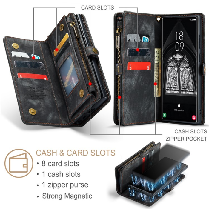 Caseme - Caseme Galaxy S23 Ultra Plånboksfodral Detachable - Svart