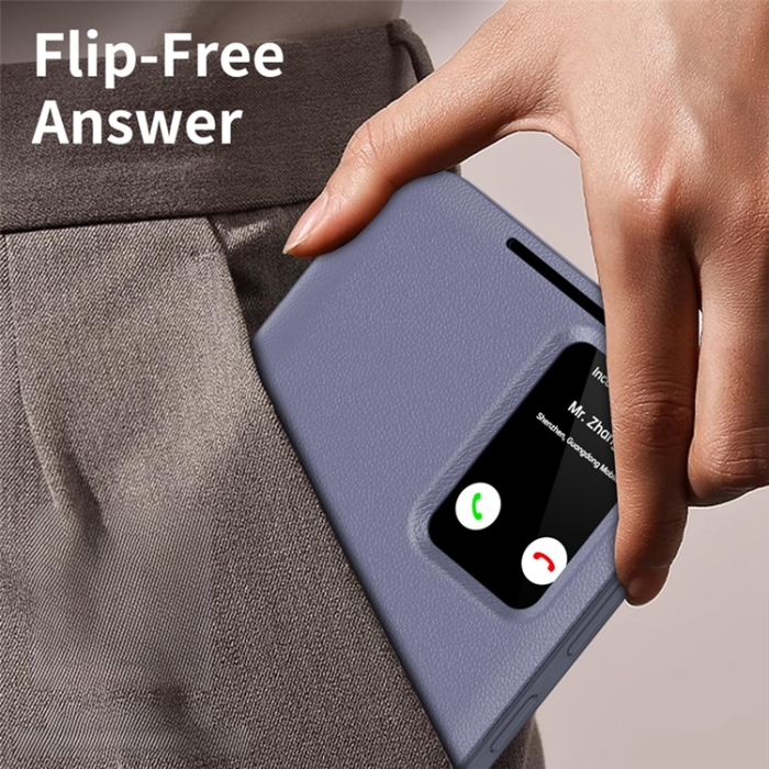 A-One Brand - Galaxy S24 Plånboksfodral View Window Läder - Grå Lila