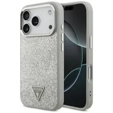 Guess - Guess iPhone 17 Pro Mobilskal MagSafe Glitter Triangle Logo - Silver