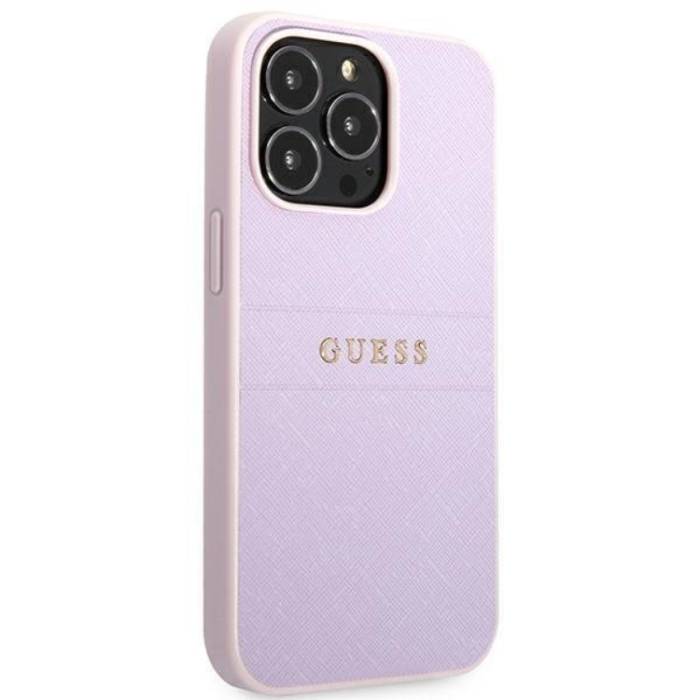 Guess - Guess iPhone 13 Pro Max Skal Saffiano Stripe - Lila