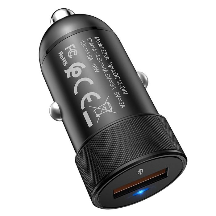 Hoco - HOCO Billaddare USB QC3.0 4A 18W Fully Power Z32A Svart