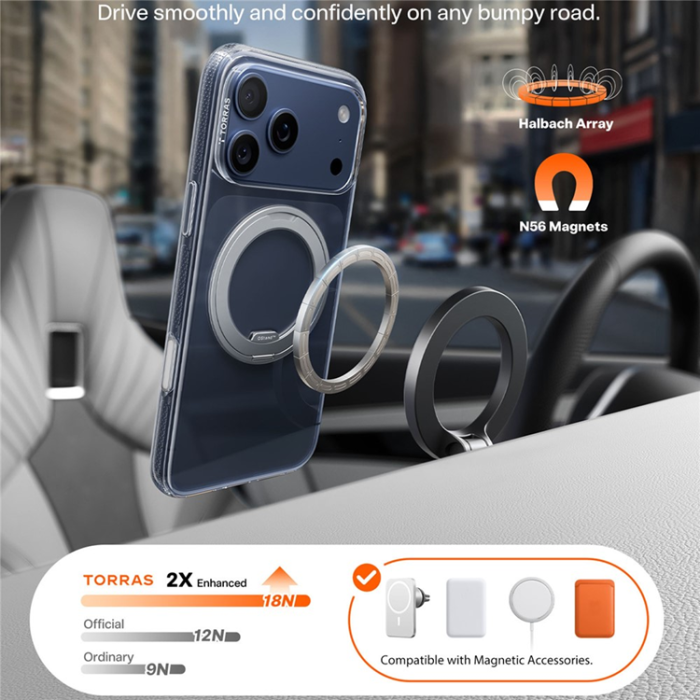 Torras - TORRAS iPhone 17 Pro Max Mobilskal MagSafe O Fitness - Transparent
