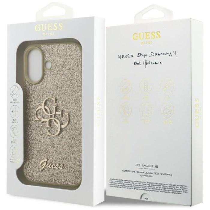 Guess - Guess iPhone 17 Mobilskal Fixed Glitter Big 4G - Guld