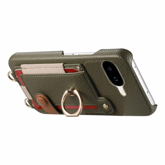 A-One Brand - Google Pixel 9a Mobilskal med Korthållare Ring Kickstand - Grön