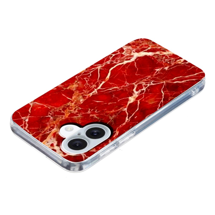 A-One Brand - iPhone 17 Mobilskal Marble Pattern Printing Soft - Röd