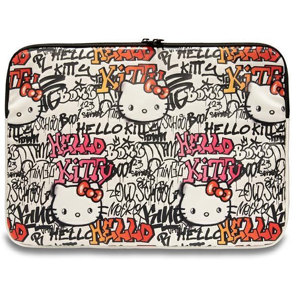 Hello Kitty Datorfodral 14"""" Zip PU Tags Graffiti - Beige | 2353 | AlltMobil