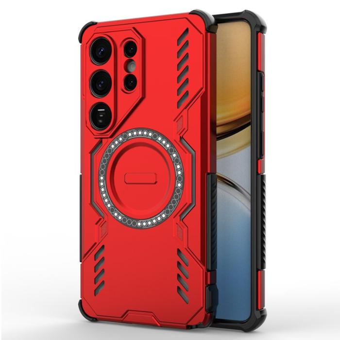 DIERFENG - Mobilskal till Samsung Galaxy S26 Ultra Magnetiskt Butterfly Armor PC + TPU Röd
