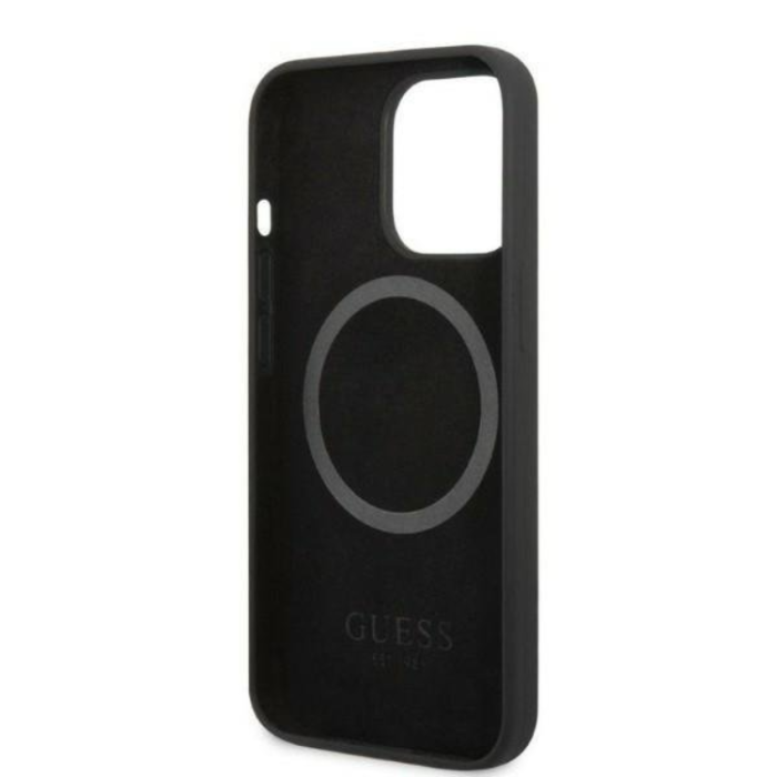 Guess - Guess iPhone 13 Pro Max Skal MagSafe Silicone Logo Plate - Svart