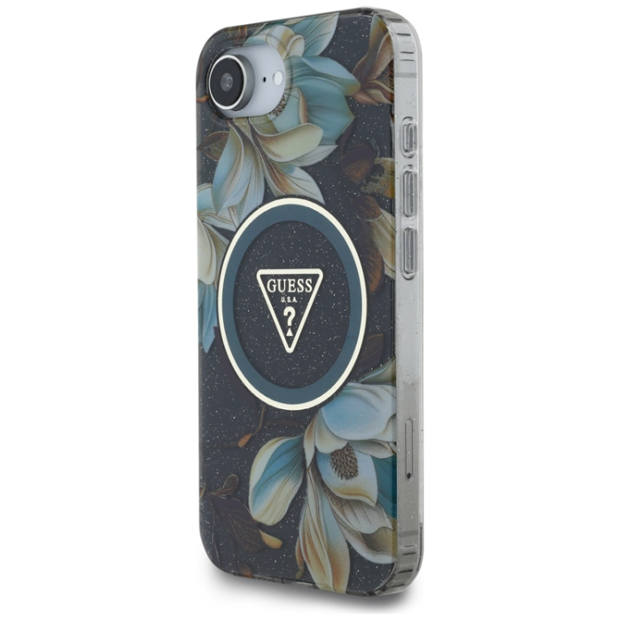 Guess - Guess iPhone 16e Mobilskal Magsafe Glitter Flower - Svart
