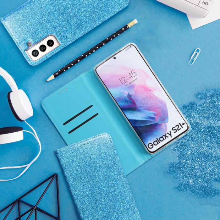 UTGATT1 - Forcell SHINING plånboksfodral till Samsung Galaxy S21 Ultra light Blå