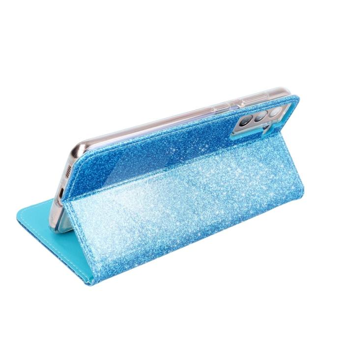 UTGATT1 - Forcell SHINING plånboksfodral till Samsung Galaxy S21 Ultra light Blå