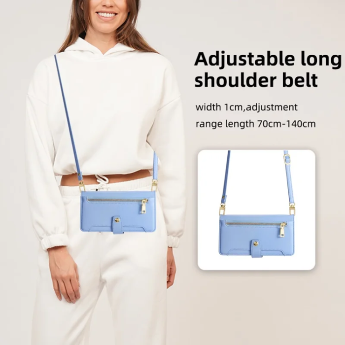 A-One Brand - Galaxy A53 5G Konstläder Plånboksfodral Crossbody Axelrem - Blå