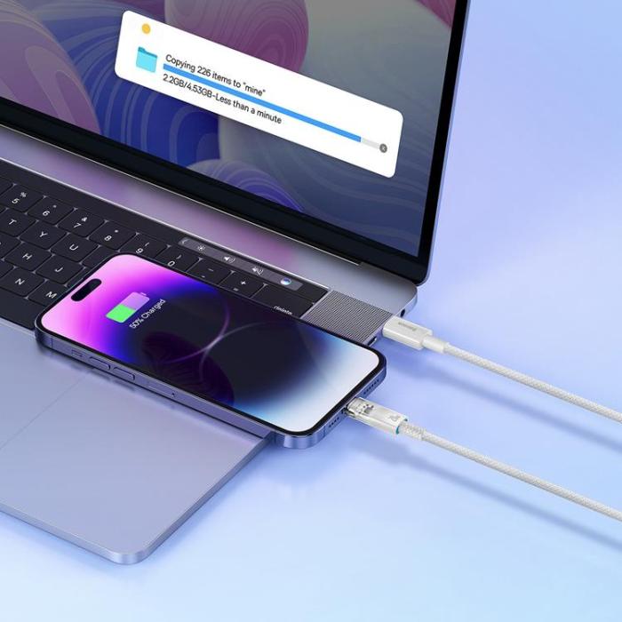 BASEUS - Baseus USB-C till lightning kabel 20W 2m Explorer - Vit