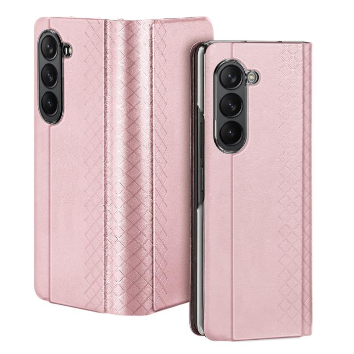 Dux Ducis - Dux Ducis Galaxy Z Fold 5 Plånboksfodral Bril Läder Flip - Rosa