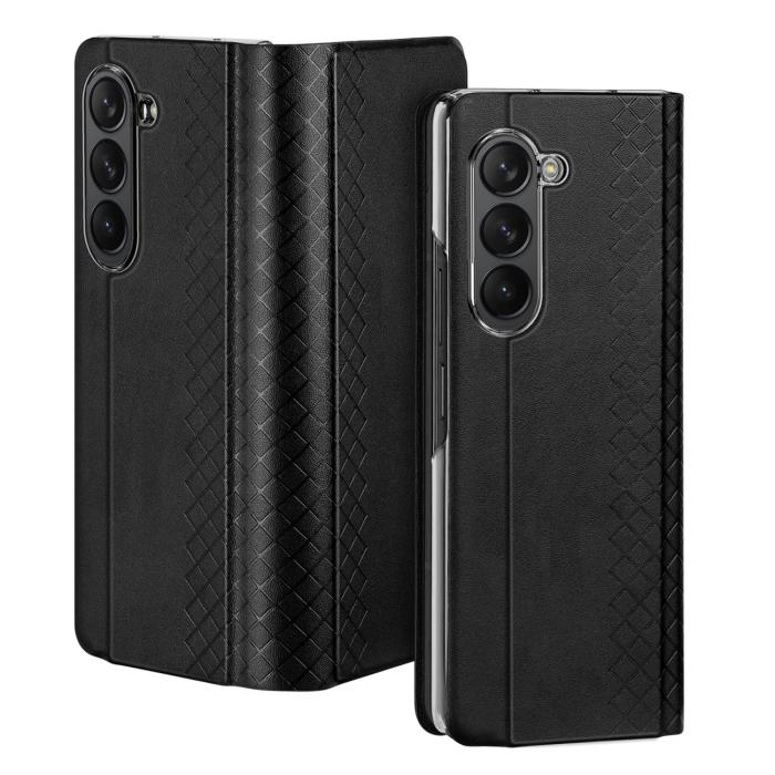 Dux Ducis - Dux Ducis Galaxy Z Fold 5 Plånboksfodral Bril Läder Flip - Svart