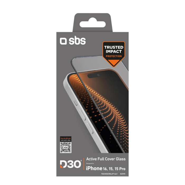SBS - SBS iPhone 16/15 Härdat Glas Skärmskydd D30 - Svart