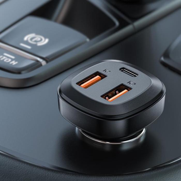 Acefast - Acefast Power Billaddare 66W Typ-C Till 2x USB - Svart