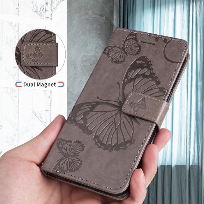OEM - Samsung Galaxy A57 Plånboksfodral Konstläder Blommor - Grå