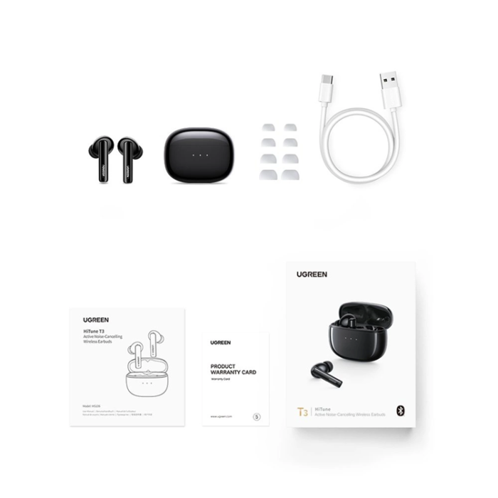 Ugreen - Ugreen TWS In-Ear Hörlurar Bluetooth 5.2 ANC HiTune T3 - Svart