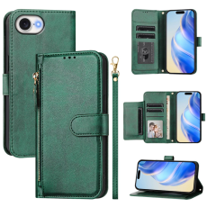 A-One Brand - iPhone 16e Plånboksfodral Zipper Pocket Läder - Grön