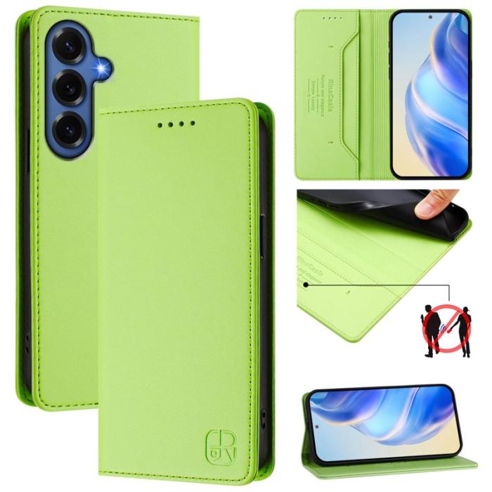 OEM - RINACASIS Samsung Galaxy S26+ Plånboksfodral Konstläder RFID Skydd - Grön