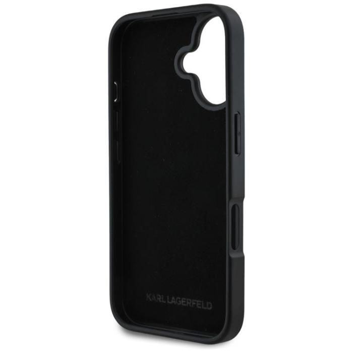 KARL LAGERFELD - Karl Lagerfeld iPhone 16 Mobilskal Korthållare Metal Signature - Svart