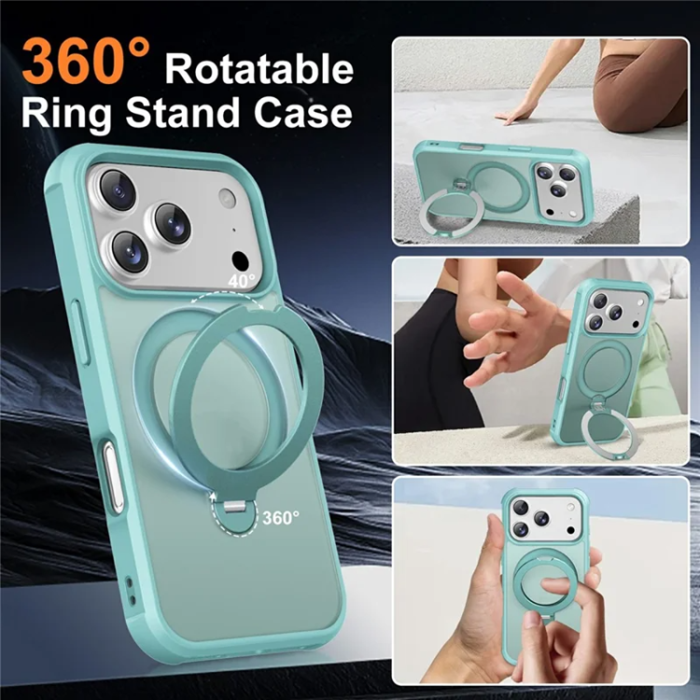 A-One Brand - iPhone 17 Pro Max Mobilskal MagSafe Kickstand TPU + PC - Lake Blå