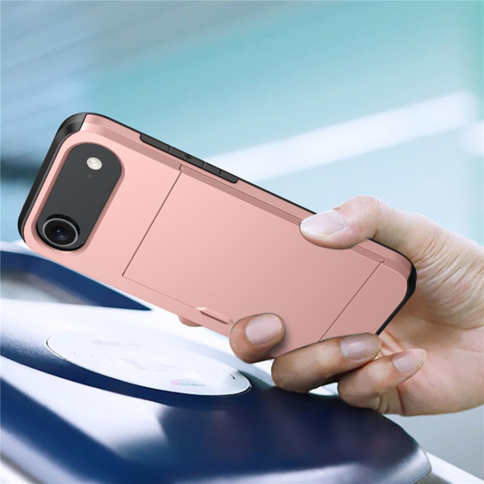 Amorus - AMORUS iPhone Air Mobilskal Med Glidande Korthållare - Silver