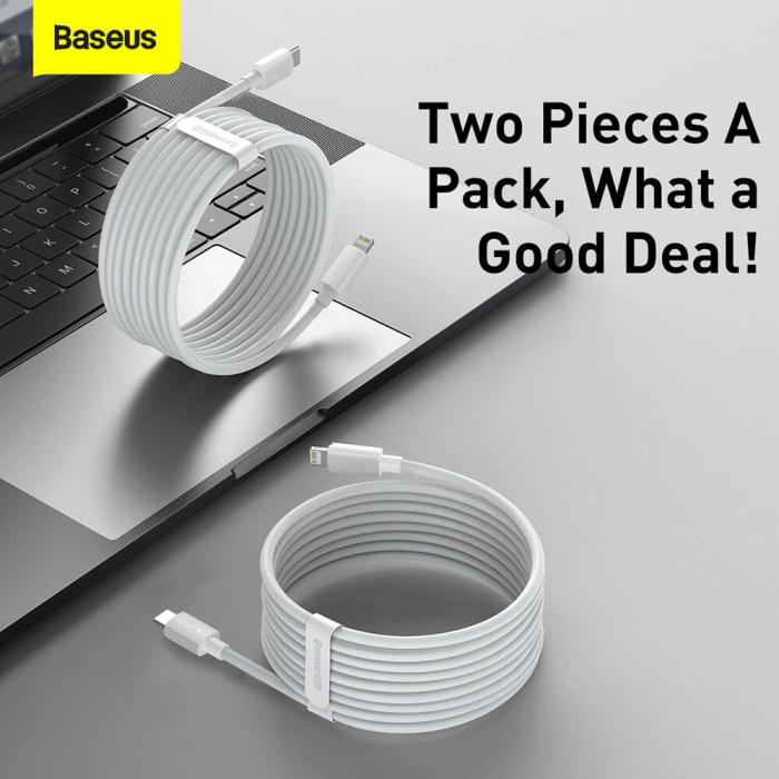 BASEUS - BASEUS USB-C till Lightning kabel 20W 1.5meter 2 st