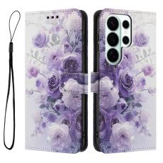 OEM - Pl&aring;nboksfodral f&ouml;r Samsung Galaxy S26 Ultra M&ouml;nstertryck Konstl&auml;der - Lila Ros