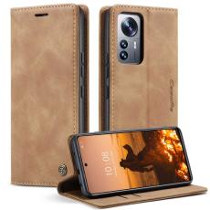 Caseme - CASEME 013 f&ouml;r Xiaomi 12 Lite 5G Konstl&auml;der Pl&aring;nboksfodral Brun