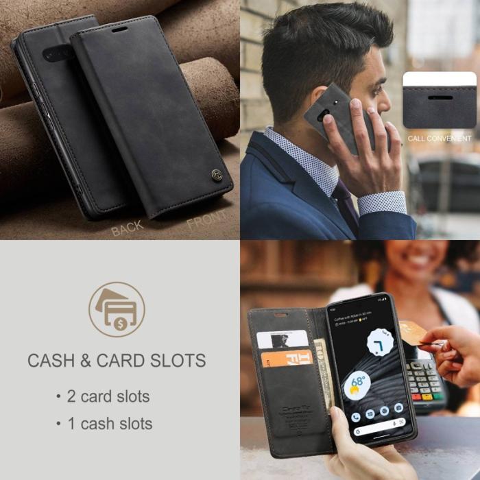 Caseme - CASEME 013 Konstläder Konstläder Plånboksfodral för Google Pixel 7 5G - Svart