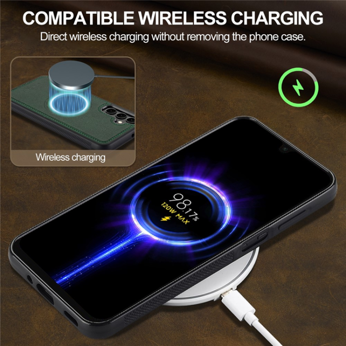 LC.imeeke - LC.IMEEKE Galaxy A17 5G Mobilskal MagSafe Läder - Grön