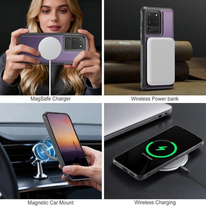 OEM - JEEHOOD Samsung Galaxy S20 Ultra Fodral KonstLäder - Lila