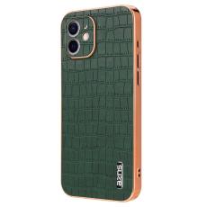 AZNS - AZNS iPhone 12 Fodral Crocodile Textur PU+TPU - Gr&ouml;n
