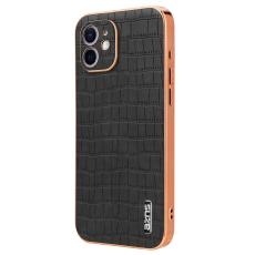 AZNS - AZNS iPhone 12 Fodral Crocodile Texture PU+TPU - Svart