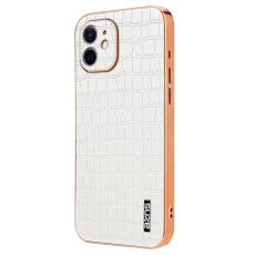 AZNS - AZNS iPhone 12 Fodral Crocodile Texture PU+TPU - Vit