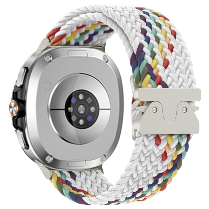 A-One Brand - Galaxy Watch 8/ 8 Classic (40/44/46mm) Armband Nylon - Vit Rainbow
