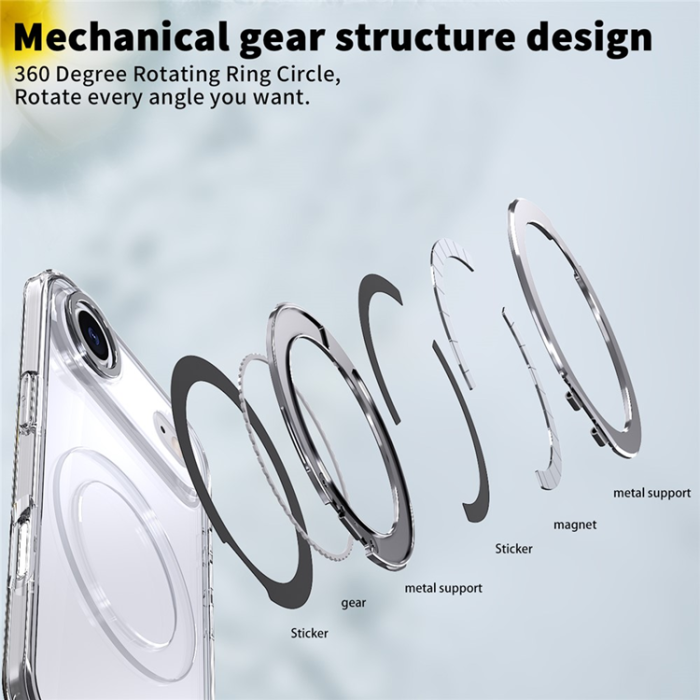 A-One Brand - iPhone Air Mobilskal Ring Kickstand TPU PC Clear - Transparent