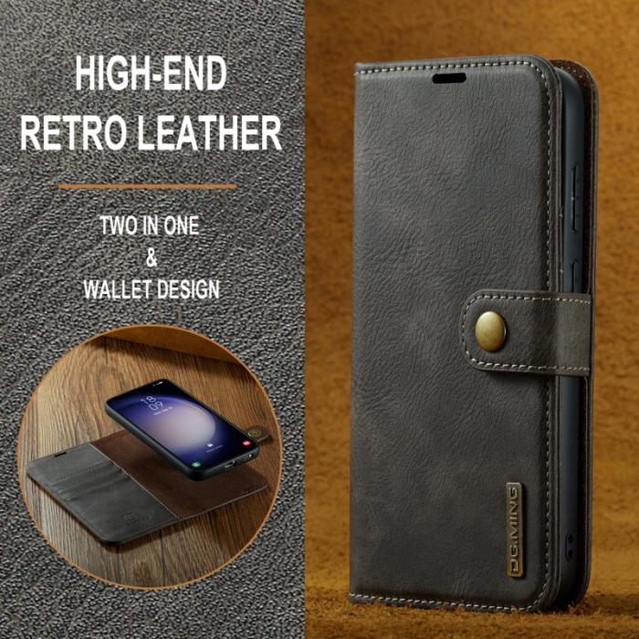 DG.MING - DG.MING Samsung Galaxy S23 FE Äkta Läder Plånboksfodral - Grå