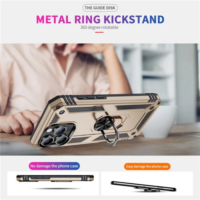 A-One Brand - iPhone 16 Pro Max Mobilskal Anti-drop med Kickstand - Guld