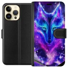 Gustaf - Pl&aring;nboksfodral till Apple iPhone 14 Pro Max med Neon Varg