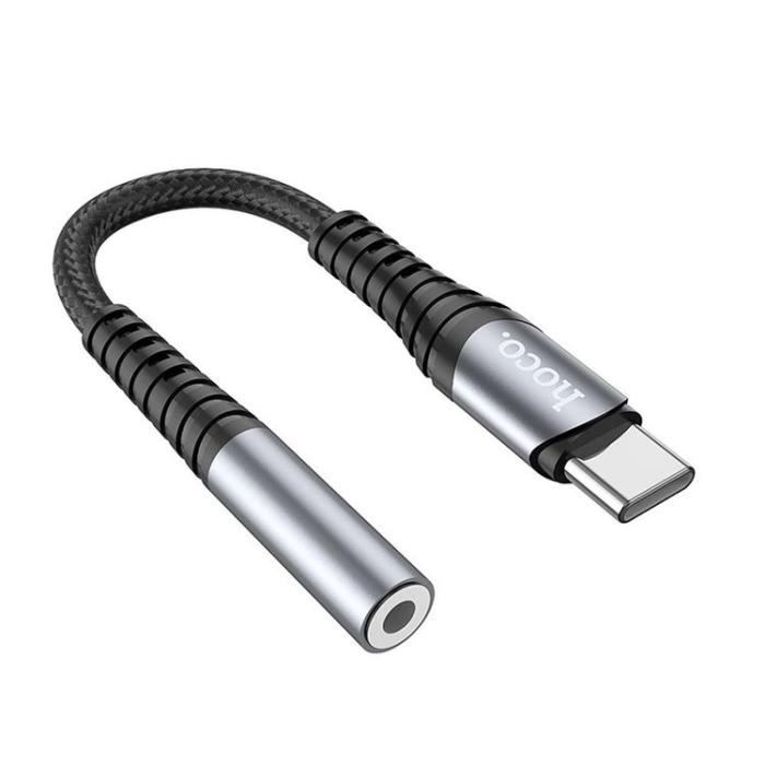 Hoco - HOCO AUX 3.5mm till USB-C Adapter LS33 - Grå