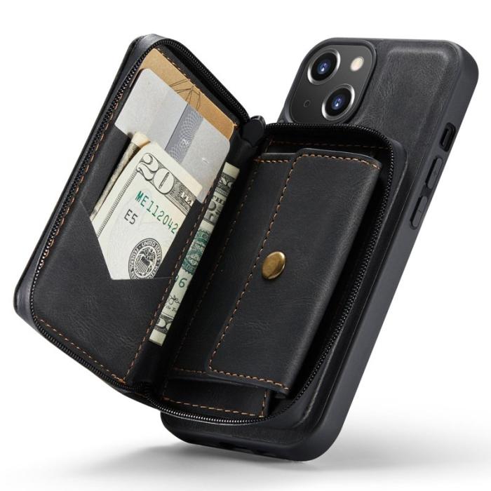 JEEHOOD - JEEHOOD Shockproof Case iPhone 14 Plus Konstläder Plånboksfodral Svart