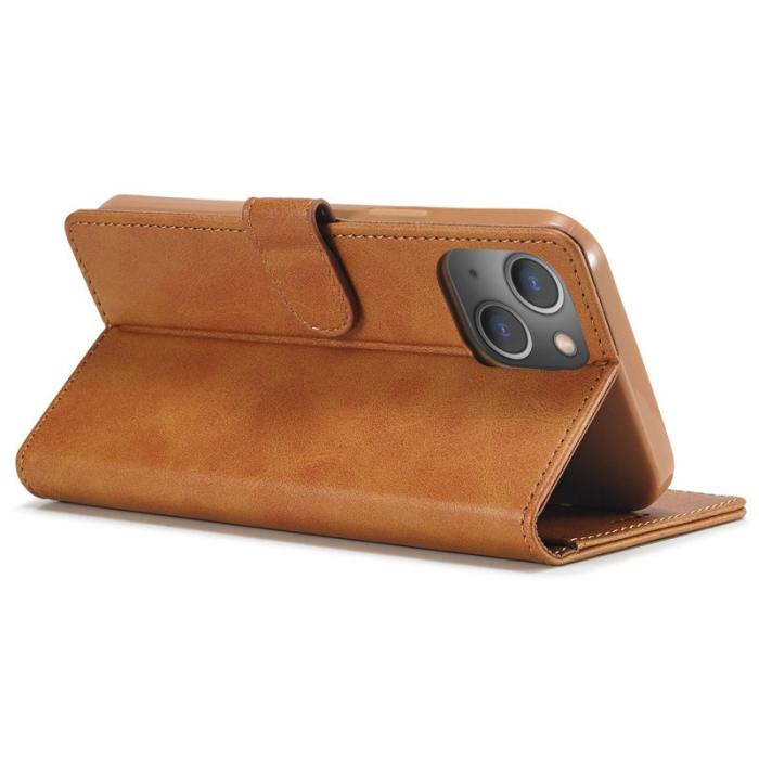 LC.imeeke - LC.IMEEKE iPhone 14 Plus Plånboksfodral - Magnetiskt Konstläder - Ljusbrun