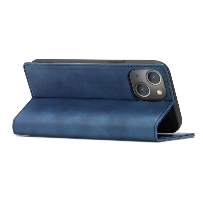 LC.imeeke - LC.IMEEKE iPhone 14 Plus Plånboksfodral Konstläder - Blå