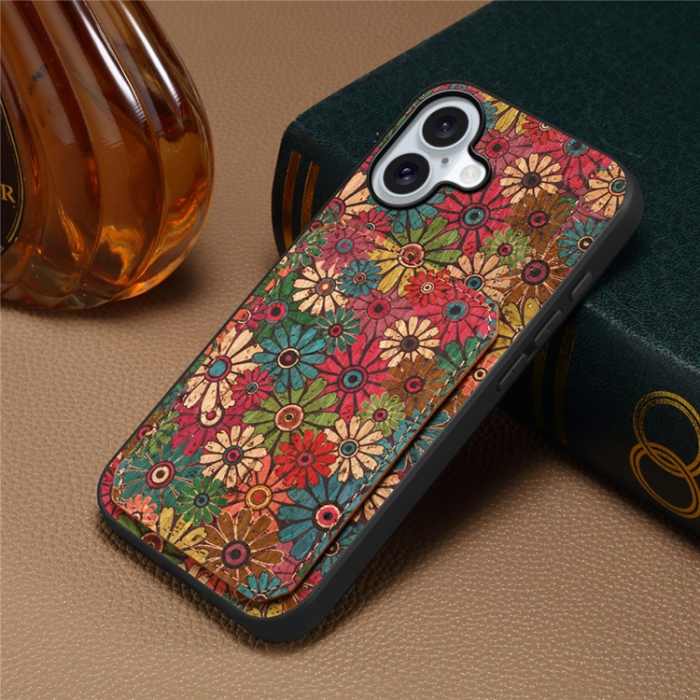 A-One Brand - iPhone 17 Mobilskal Korthållare Blommor - Vår / Grön