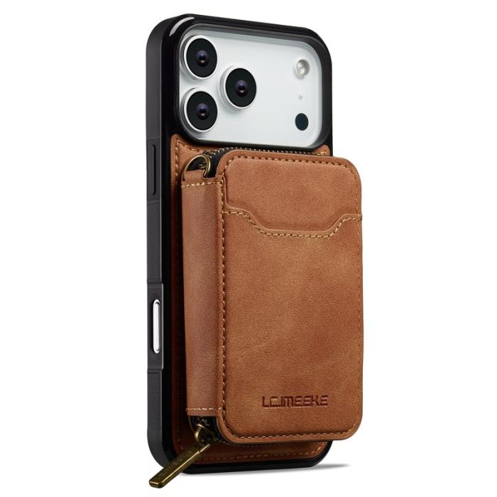 LC.imeeke - LC.IMEEKE L6 iPhone 17 Pro Plånboksfodral Konstläder - Brun