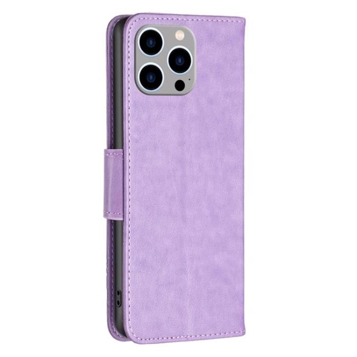 OEM - iPhone 14 Pro Max Plånboksfodral Butterflies Imprinted - Lila