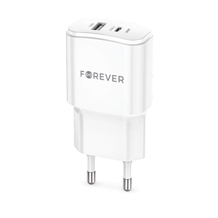 Forever - Forever Väggladdare 1x USB-C 1x USB 20W - Vit